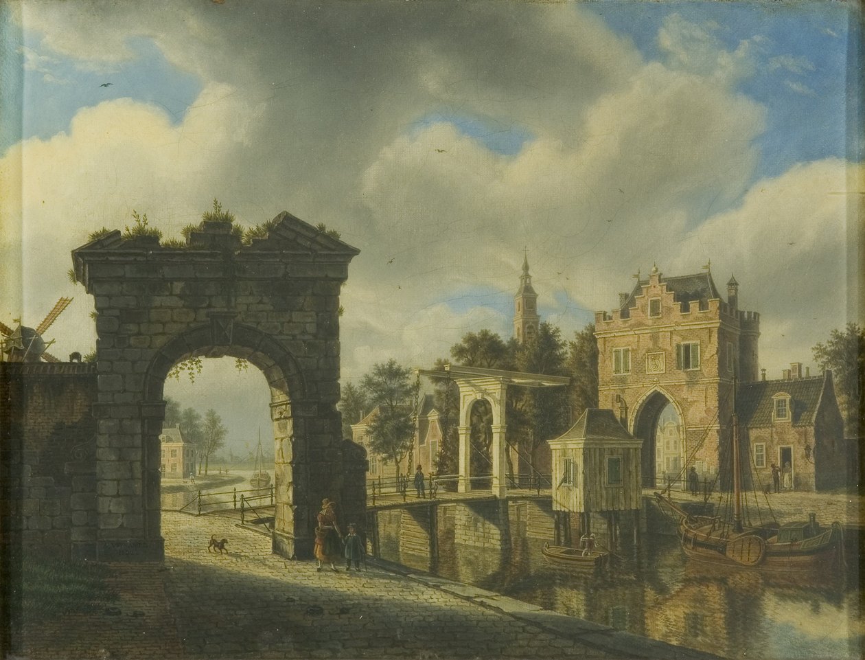 Canalscène met Ophaalbrug door Augustus Wijnands