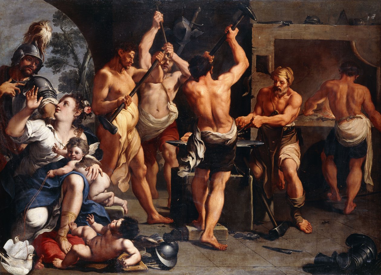 Mars en Venus bij de Smidse van Vulcanus door Aureliano Milani