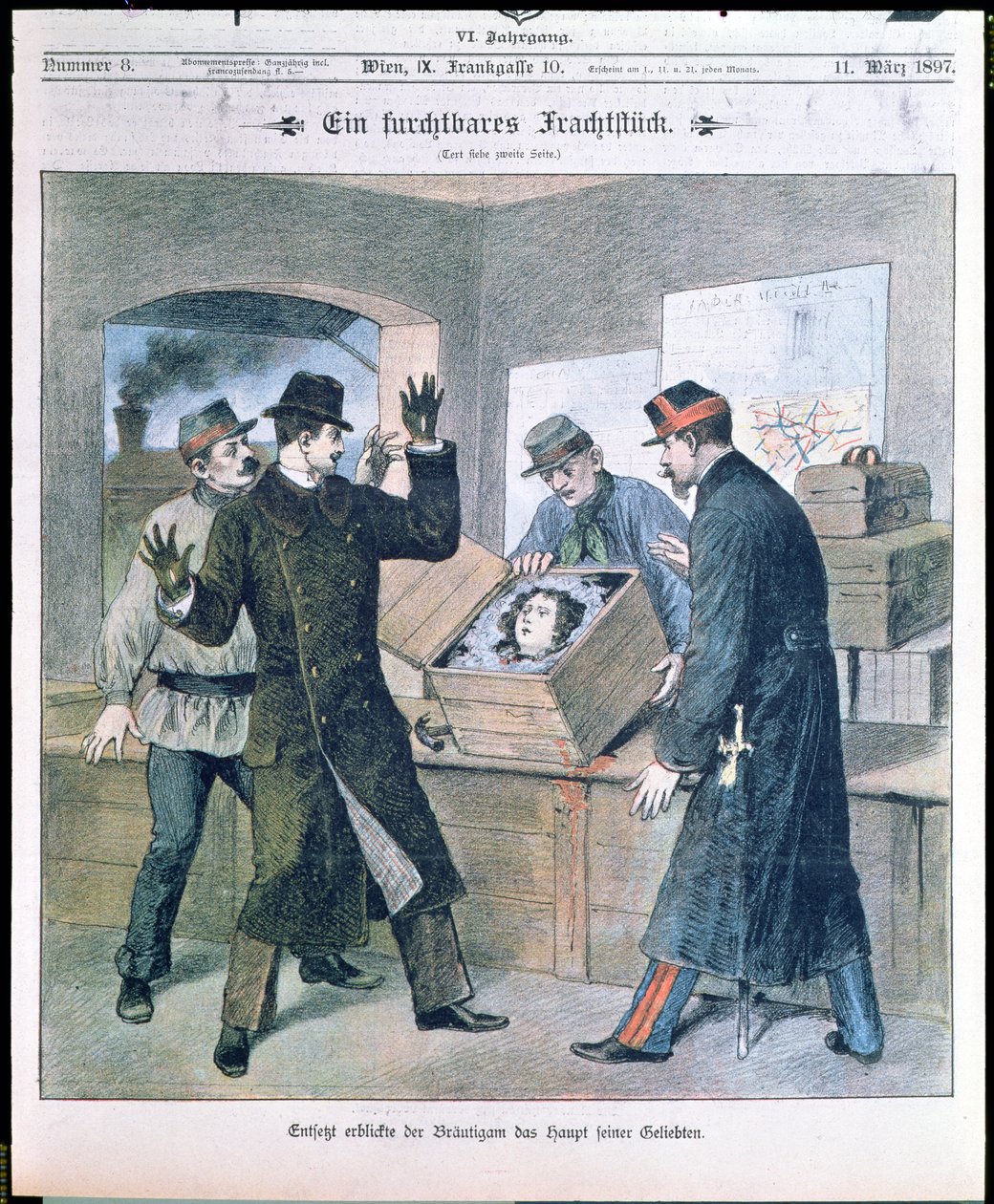 Een verschrikkelijke lading, voorpagina van de Illustrierte Zeitung, maart 1897 door Austrian School