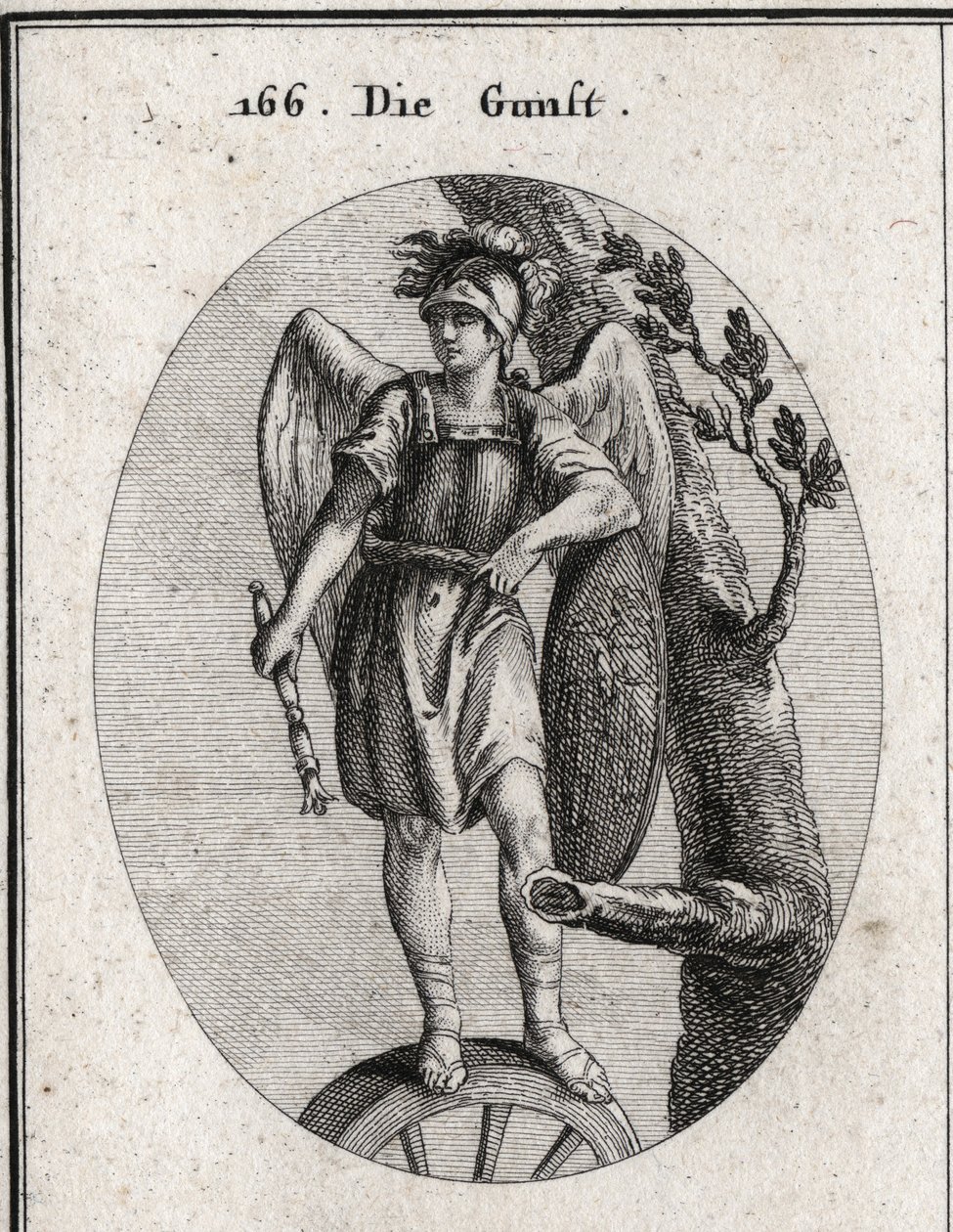 Allegorie van gunst afgeleid van deugd door Austrian School