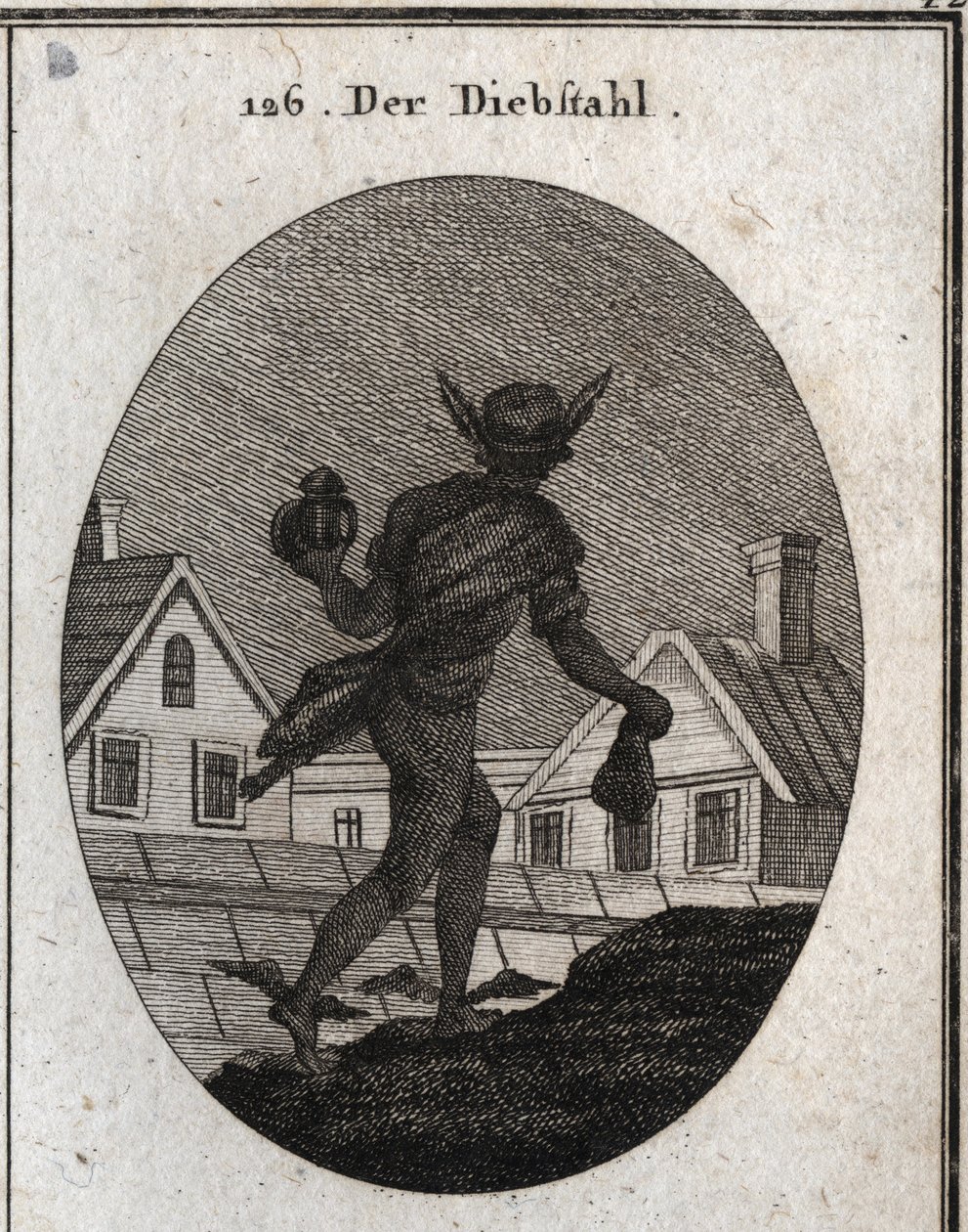 Allegorie van diefstal weergegeven door een man die 