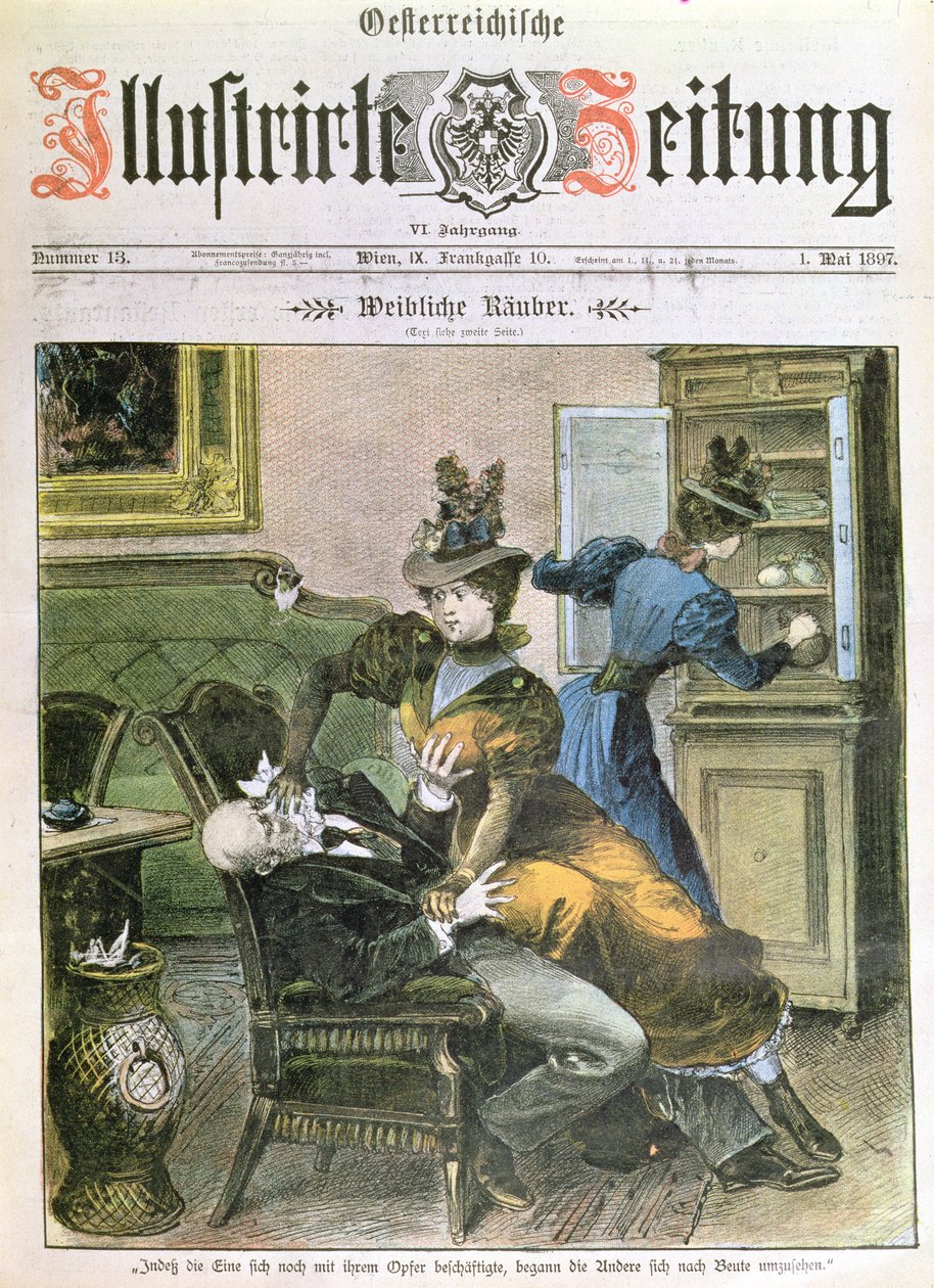 Dame rovers, voorpagina van de Illustrierte Zeitung, mei 1897 door Austrian School