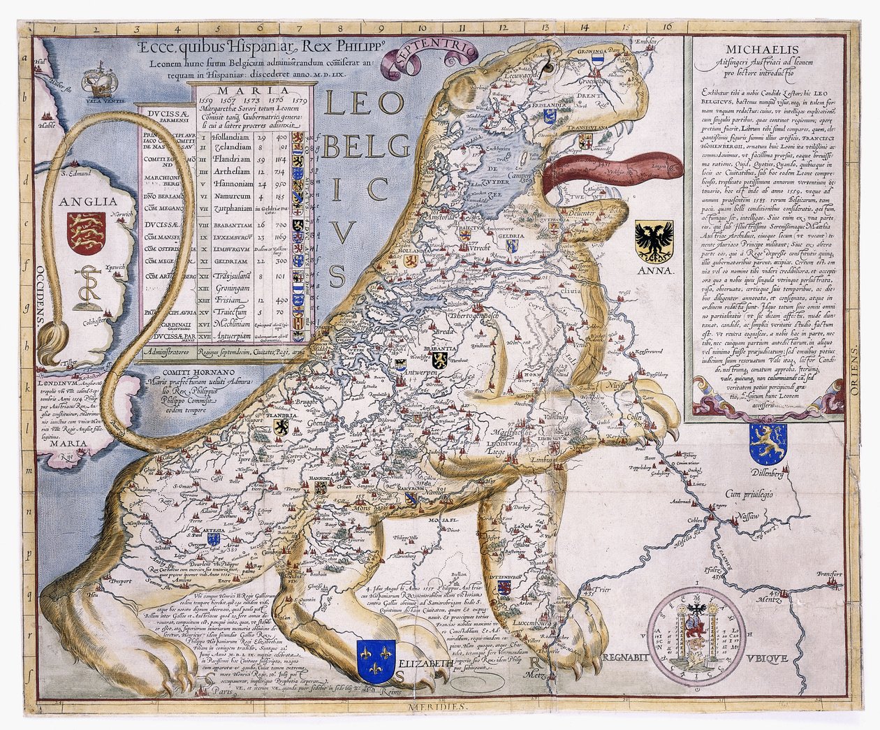 Leo Belgicus, toont de Lage Landen in de vorm van een leeuw door Austrian School