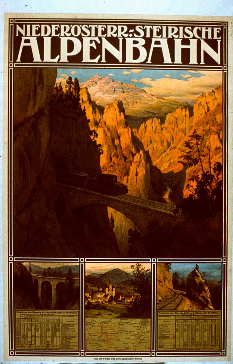 Poster voor de Niederösterreich-Steirische Alpenbahn door Austrian School
