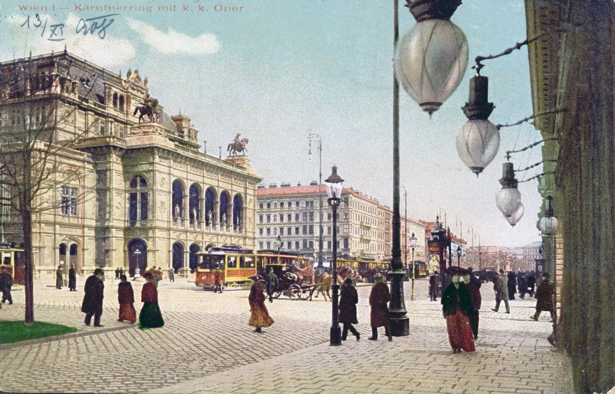 De Kaerntnerring en de Keizerlijke en Koninklijke Opera in Wenen, 1908 door Austrian School