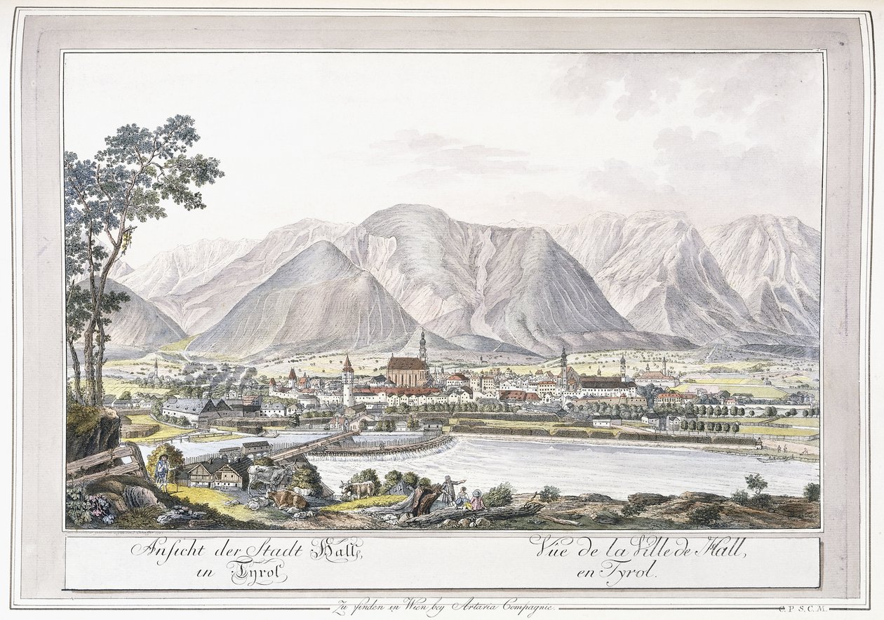 Uitzicht op Hall in Tirol, 1779-1792 door Austrian School