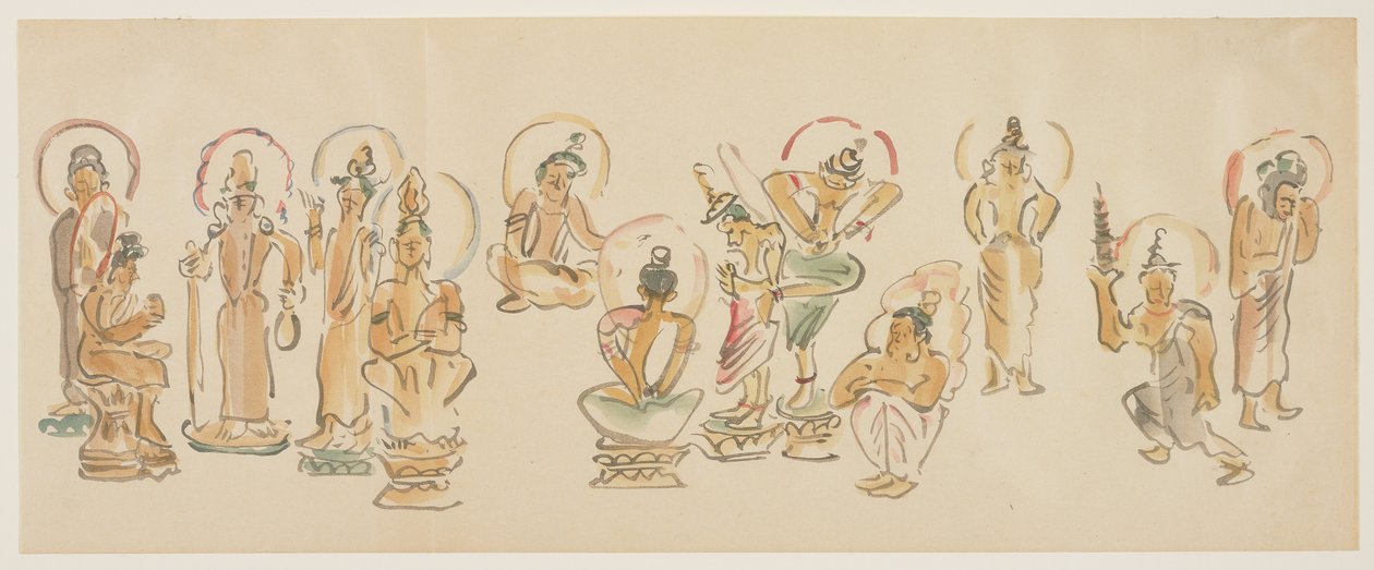 (Asakusa Kannon tempel karikaturen C), ca. 1900 door Awashima Kangestu