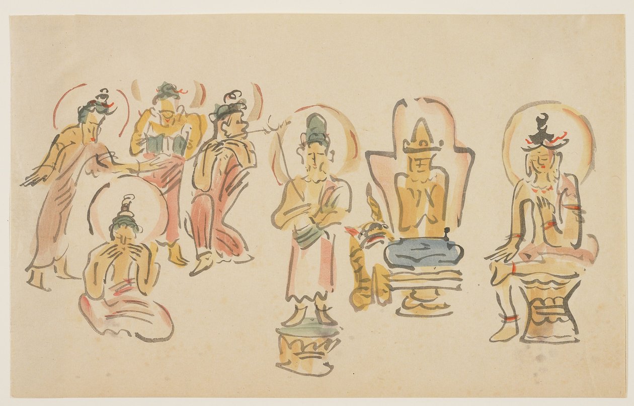 Asakusa Kannon tempel karikaturen A, ca. 1900 door Awashima Kangestu