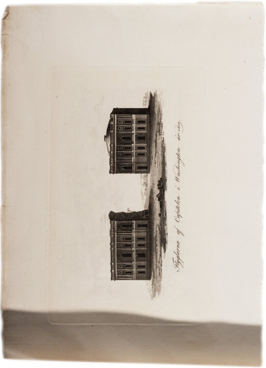Vleugels van het Capitool, Washington, in 1819, uit een Atlas van de Verenigde Staten, 1824 door Axel Leonhard Klinckowström