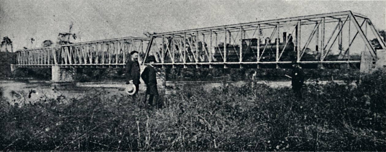 Ponte da E. F. Mogyana over de Rio Pardo, 1895 door Axel Frick