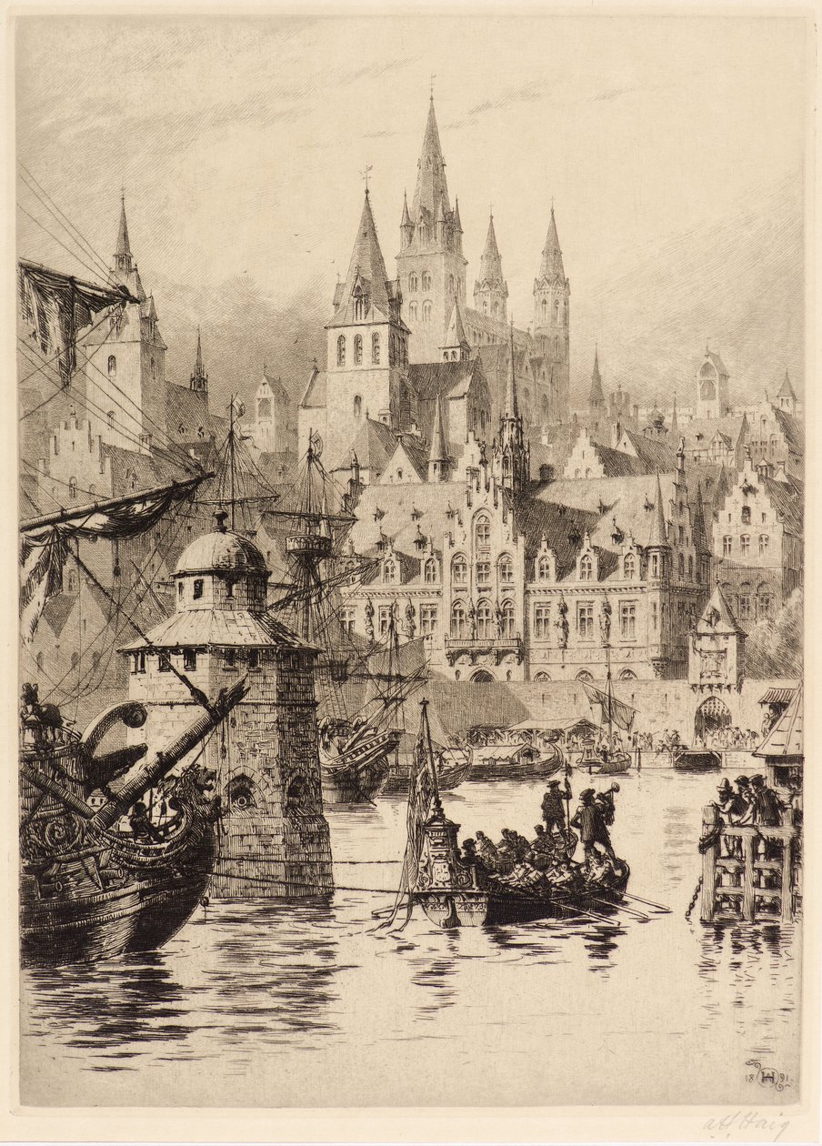 Gotische Torens en Rivier, Keulen door Axel Haig