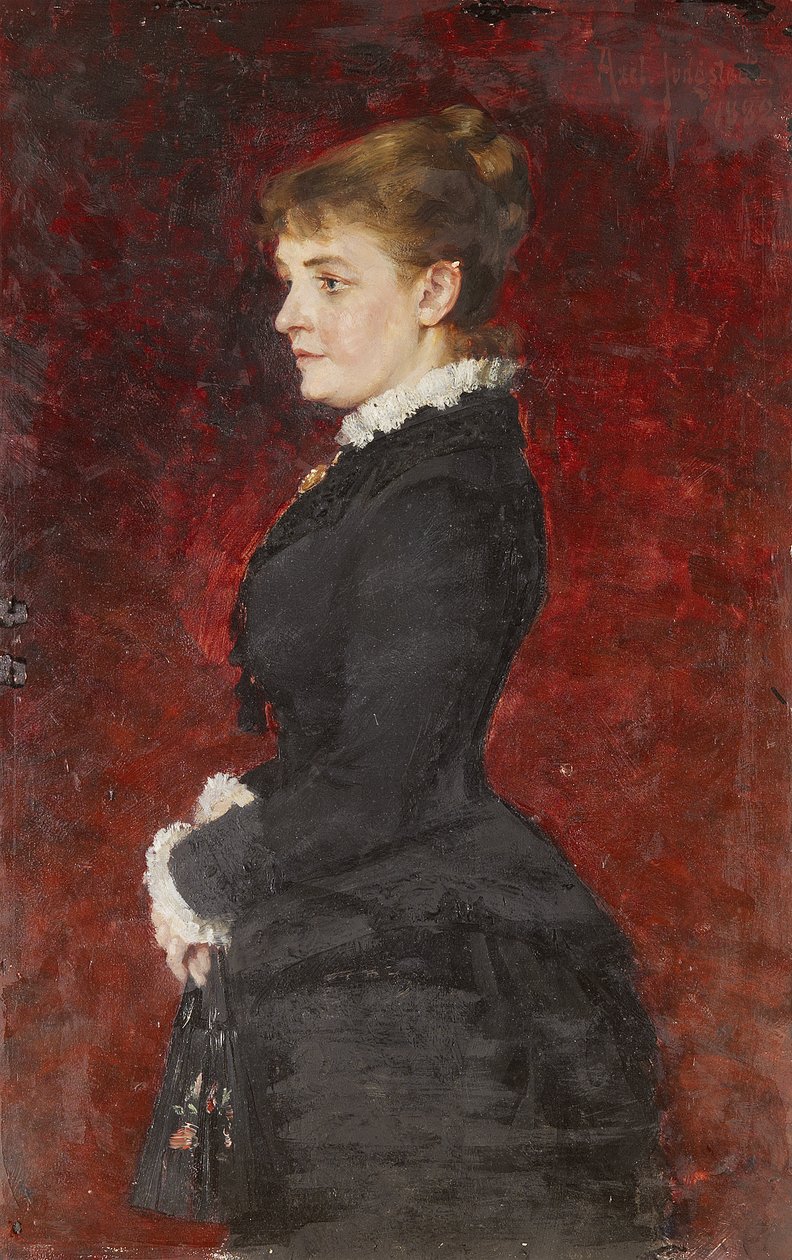 Portret - Dame in zwarte jurk door Axel Jungstedt