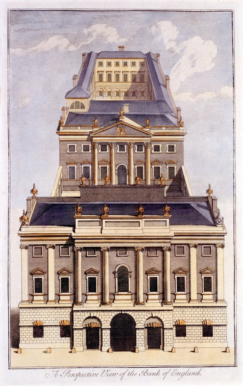 Een perspectief van de Bank of England, laat 18e eeuw door B. Cole