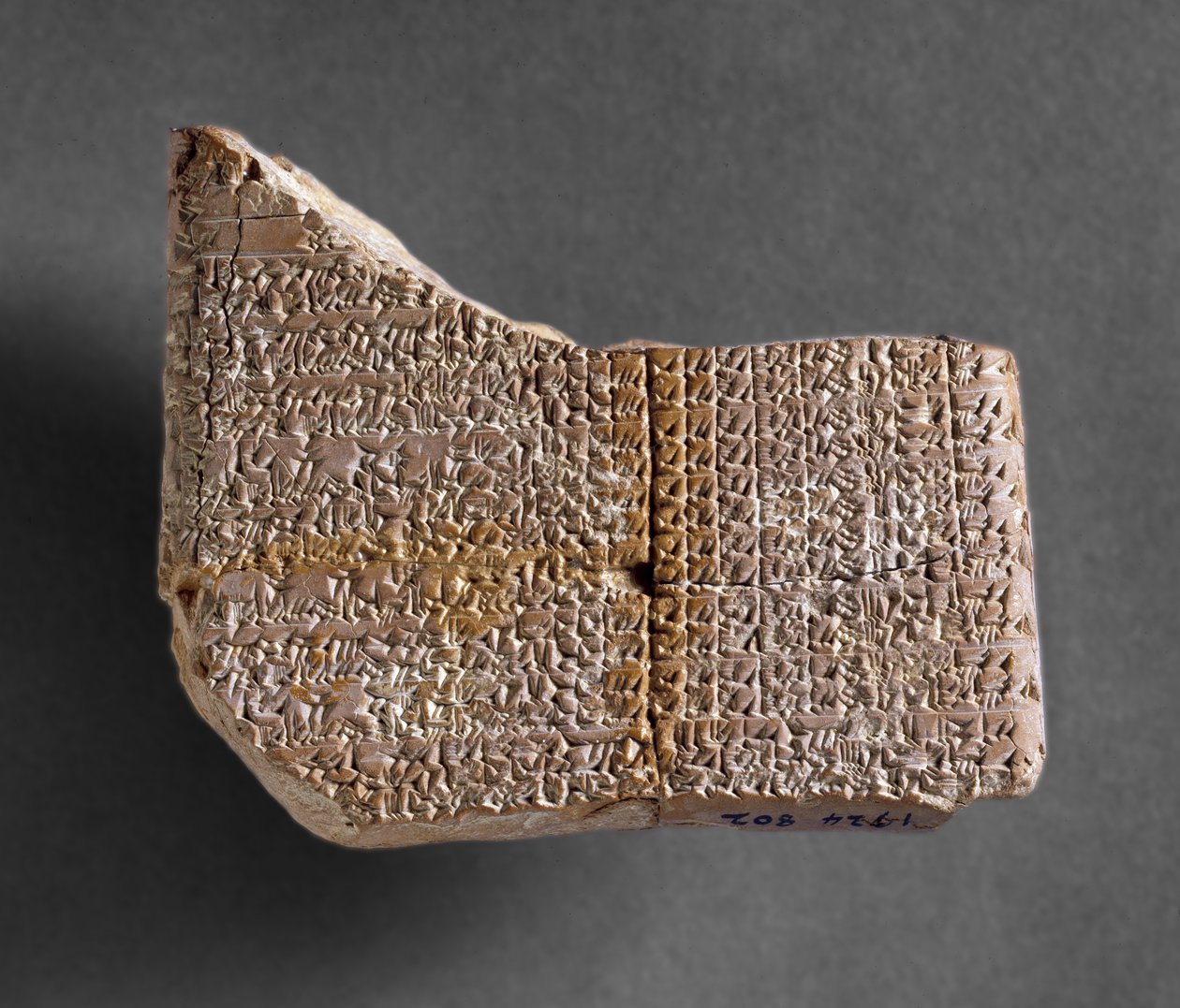 Astronomische tablet uit Kish, die de opkomsten en ondergangen van Venus registreert uit de eerste 6 jaar van de regering van de koning van Babylon, 7e eeuw door Babylonian