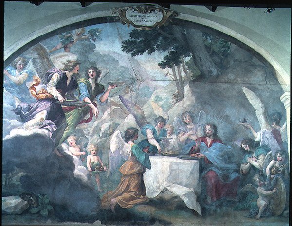 Christus bediend door Engelen door Baldassare  Franceschini