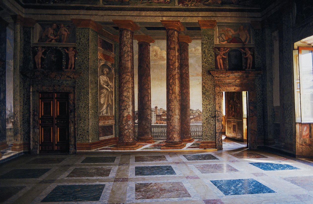 Fresco in de Hal van Perspectieven door Baldassarre Peruzzi