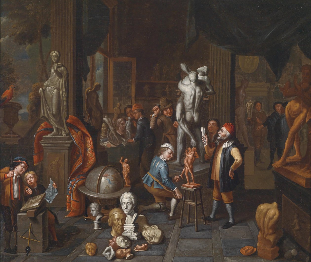 In het atelier van de beeldhouwer door Balthasar van den Bossche