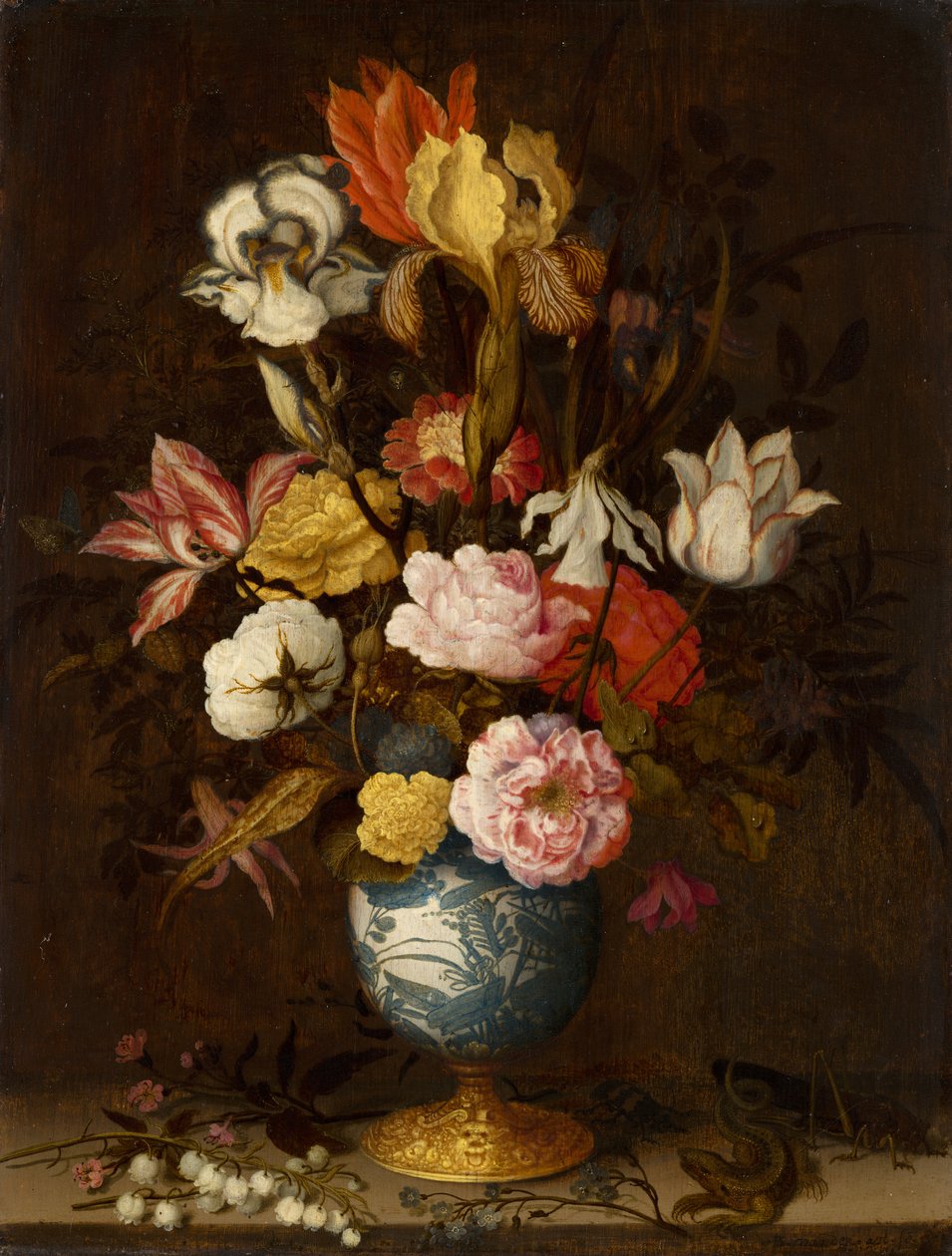 Bloemen in een Wan-Li-vaas door Balthasar van der Ast