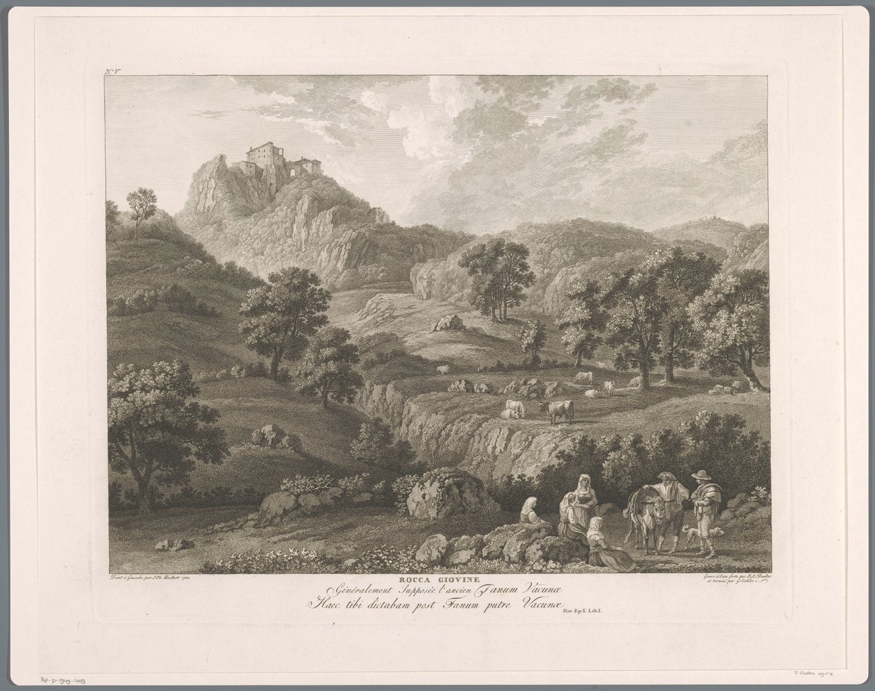 Gezicht op Roccagiovine door Balthasar Anton Dunker