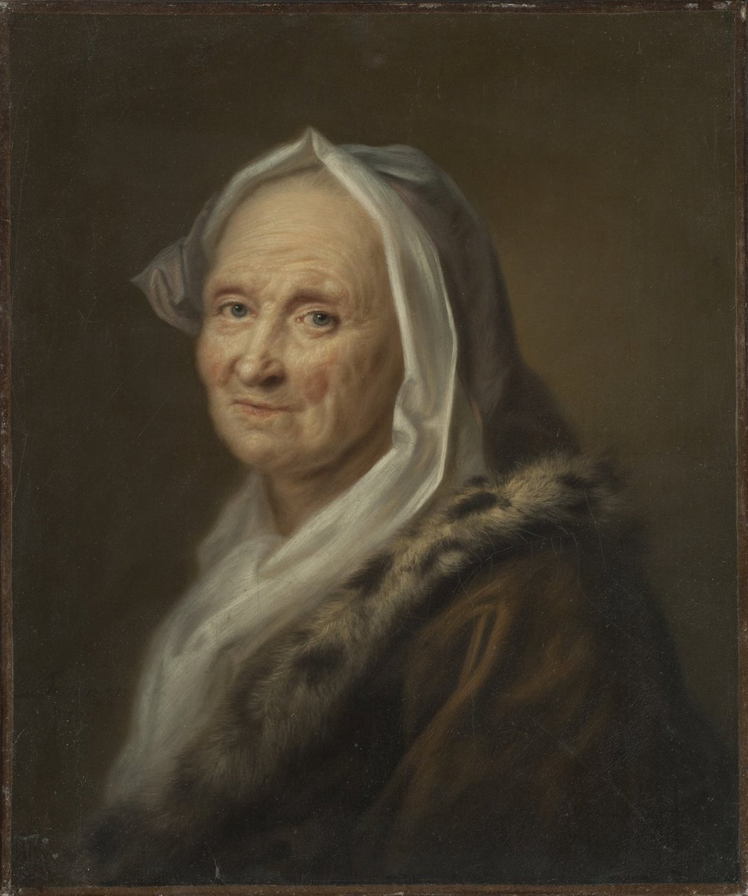 Portret van een oude dame door Balthasar Denner