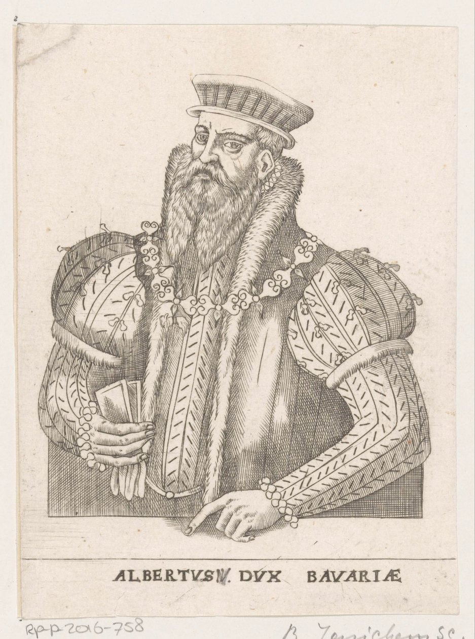 Portret van Albrecht V, hertog van Beieren door Balthasar Jenichen