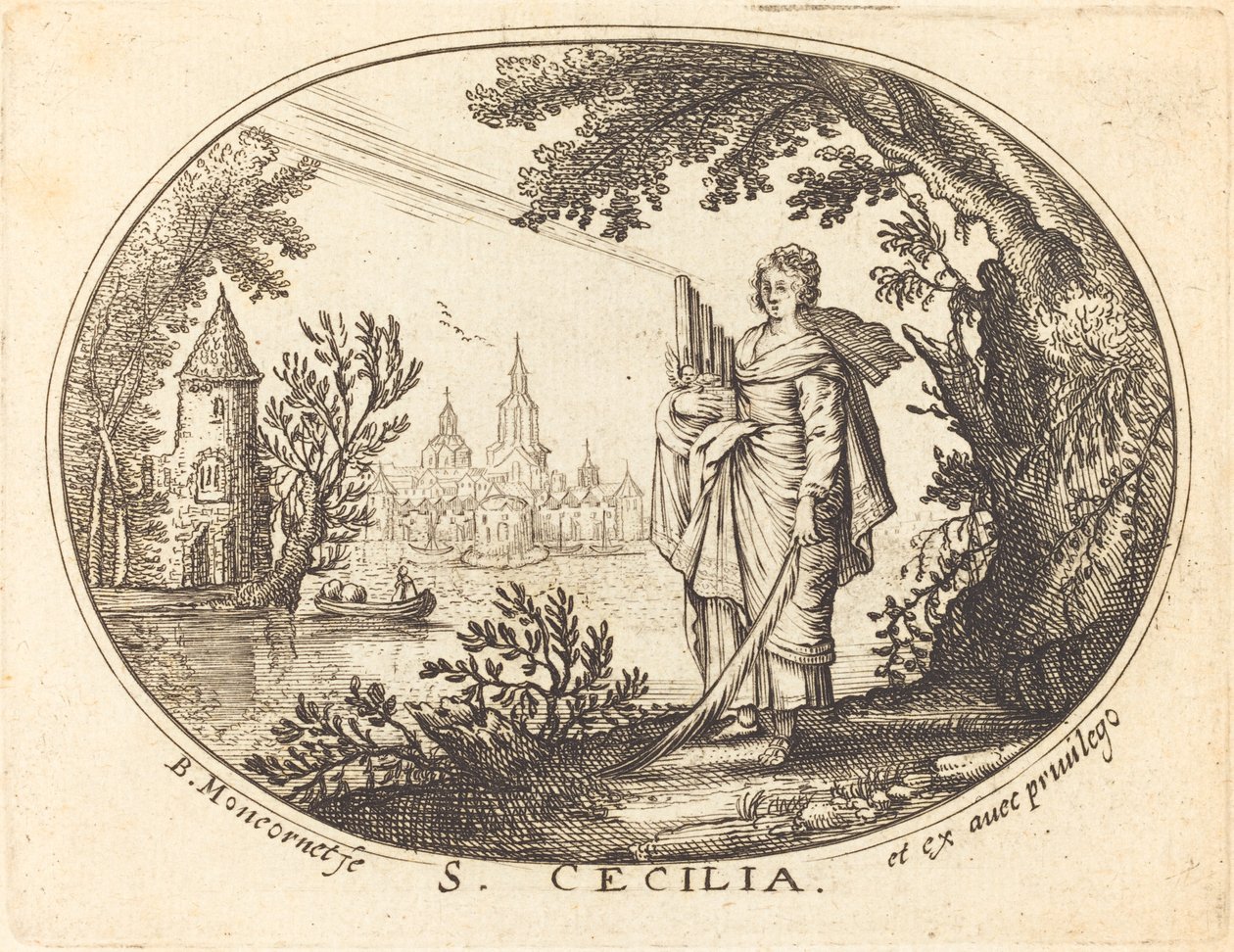 Sint Cecilia in een Landschap door Balthasar Moncornet