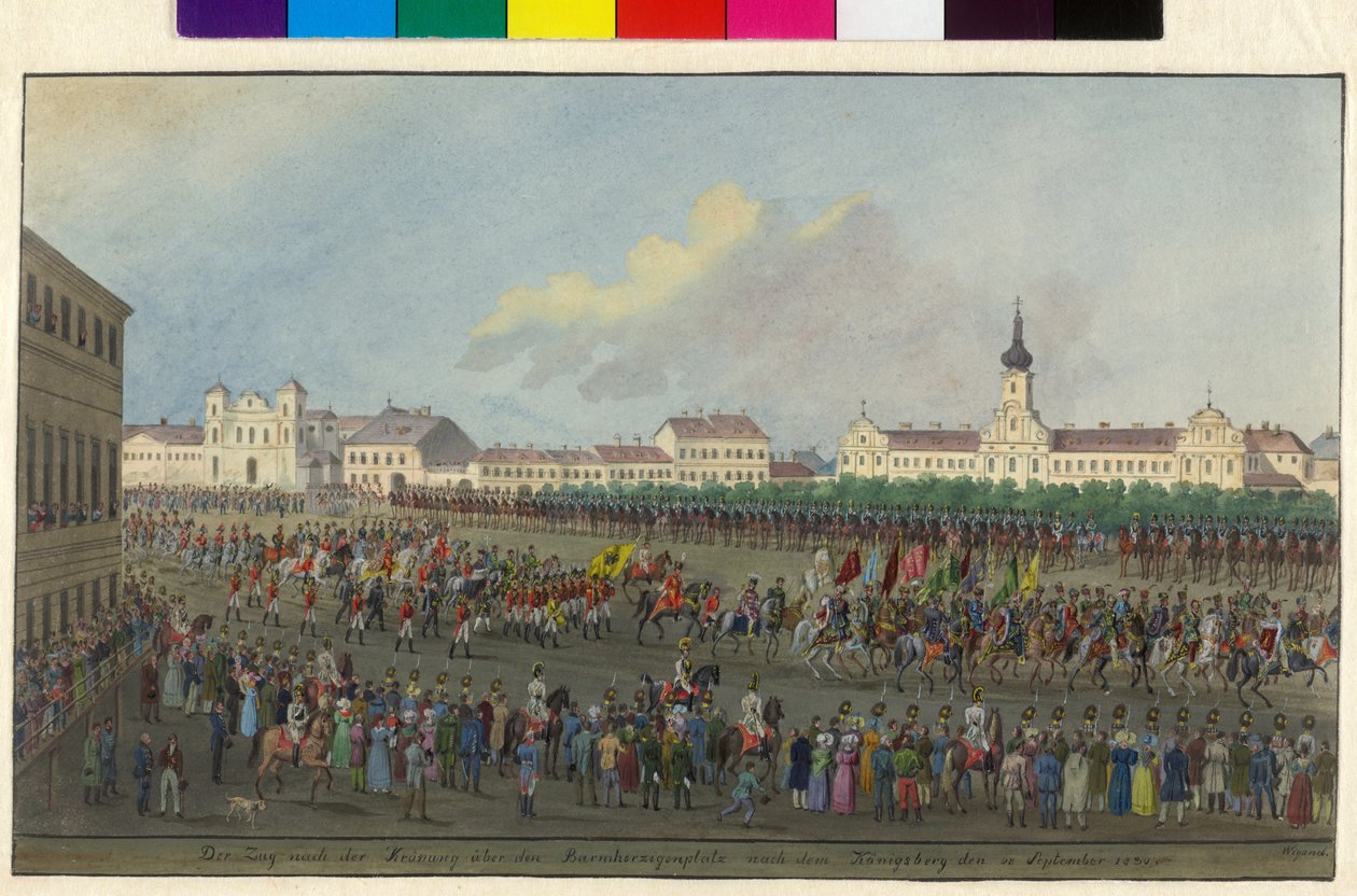Kroningsprocessie van keizer Ferdinand I naar de kroning tot koning van Hongarije 1830 door Balthasar Wigand