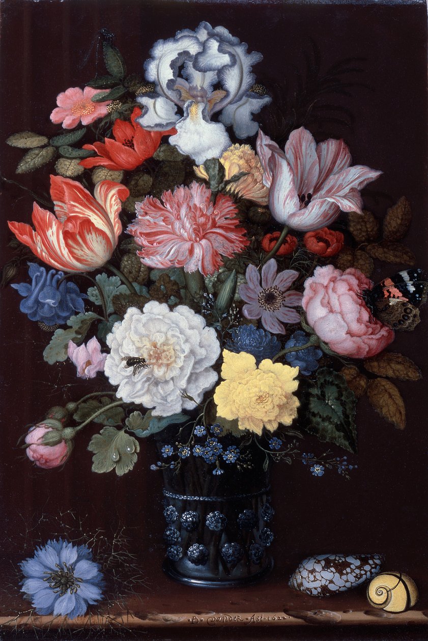 Bloemstilleven met schelpen door Balthasar van der Ast