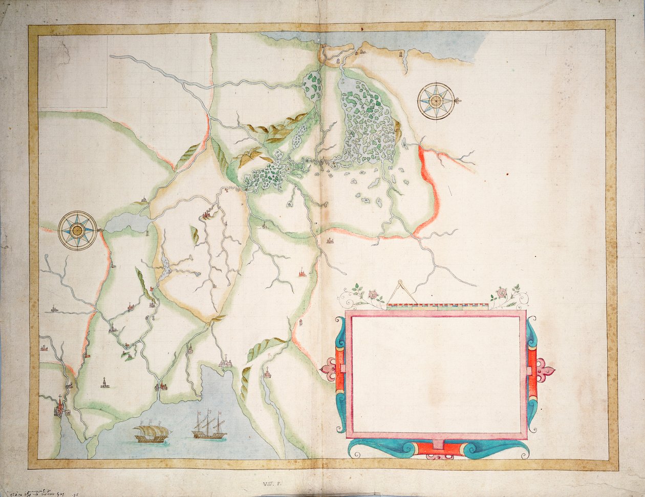 Centraal Ierland, Dublin naar Sligo, ca. 1600 door Baptista Boazio
