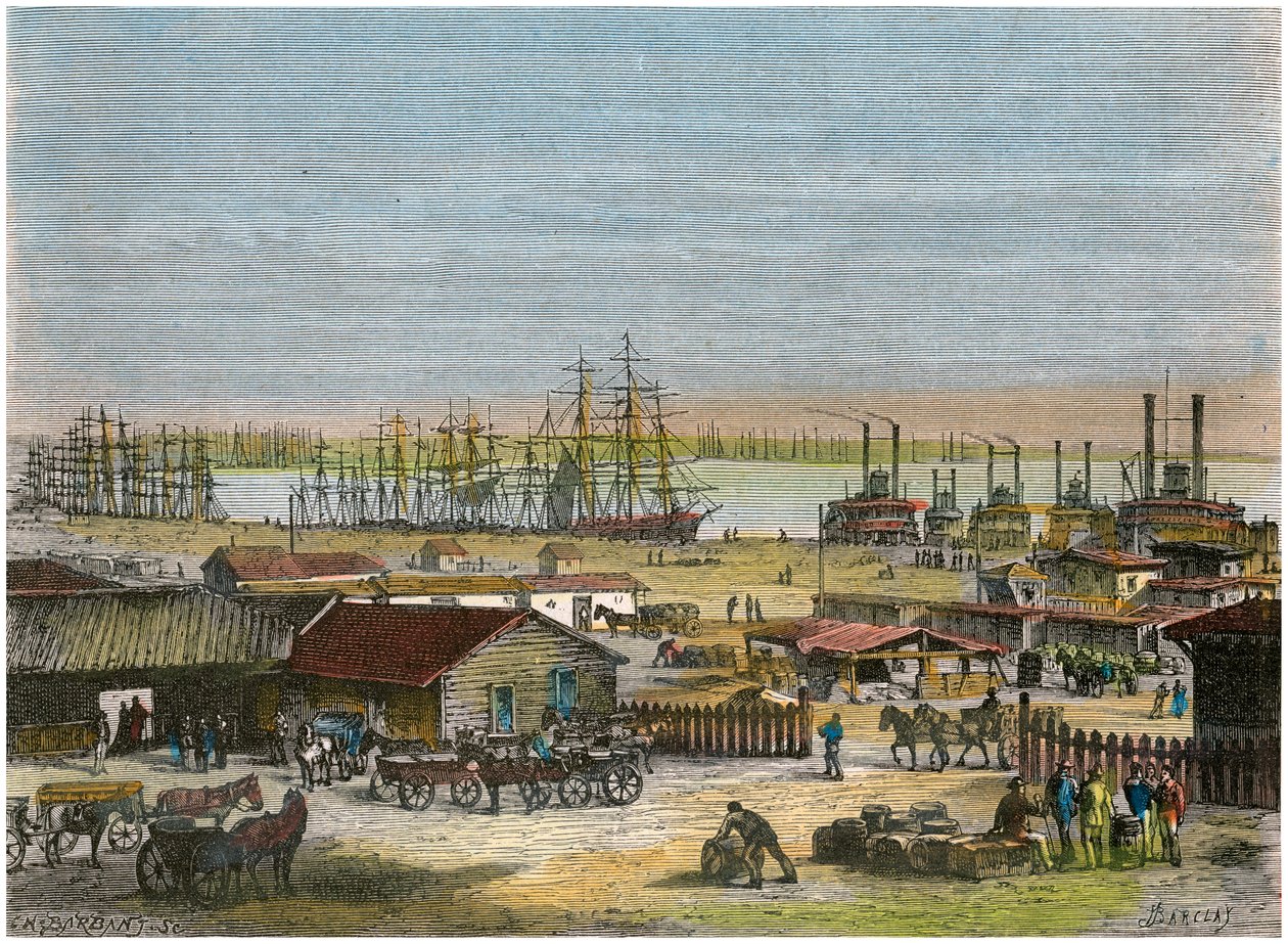 Mississippi-rivier, New Orleans, Louisiana, VS, ca. 1880 door Barbant