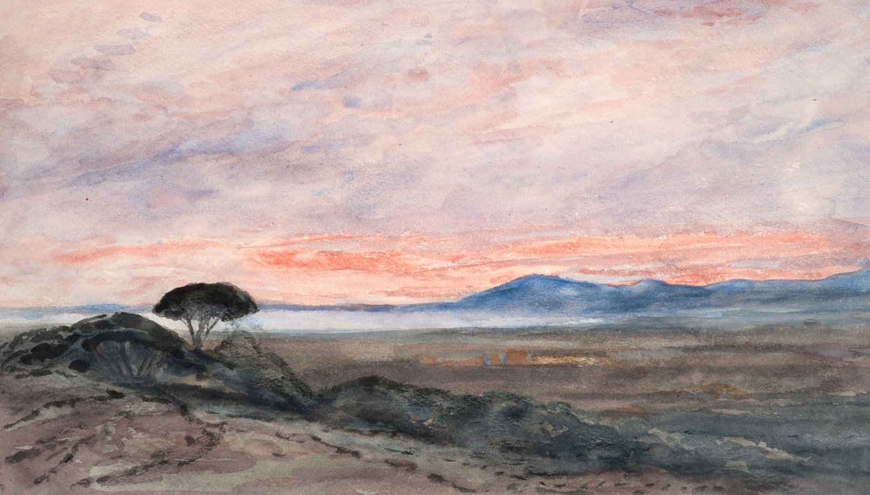 Landschap: Zonsondergang door Barbara Leigh Smith Bodichon