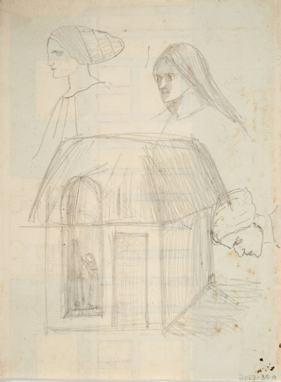 Ongeïdentificeerde architecturale schets door Barbara Leigh Smith Bodichon