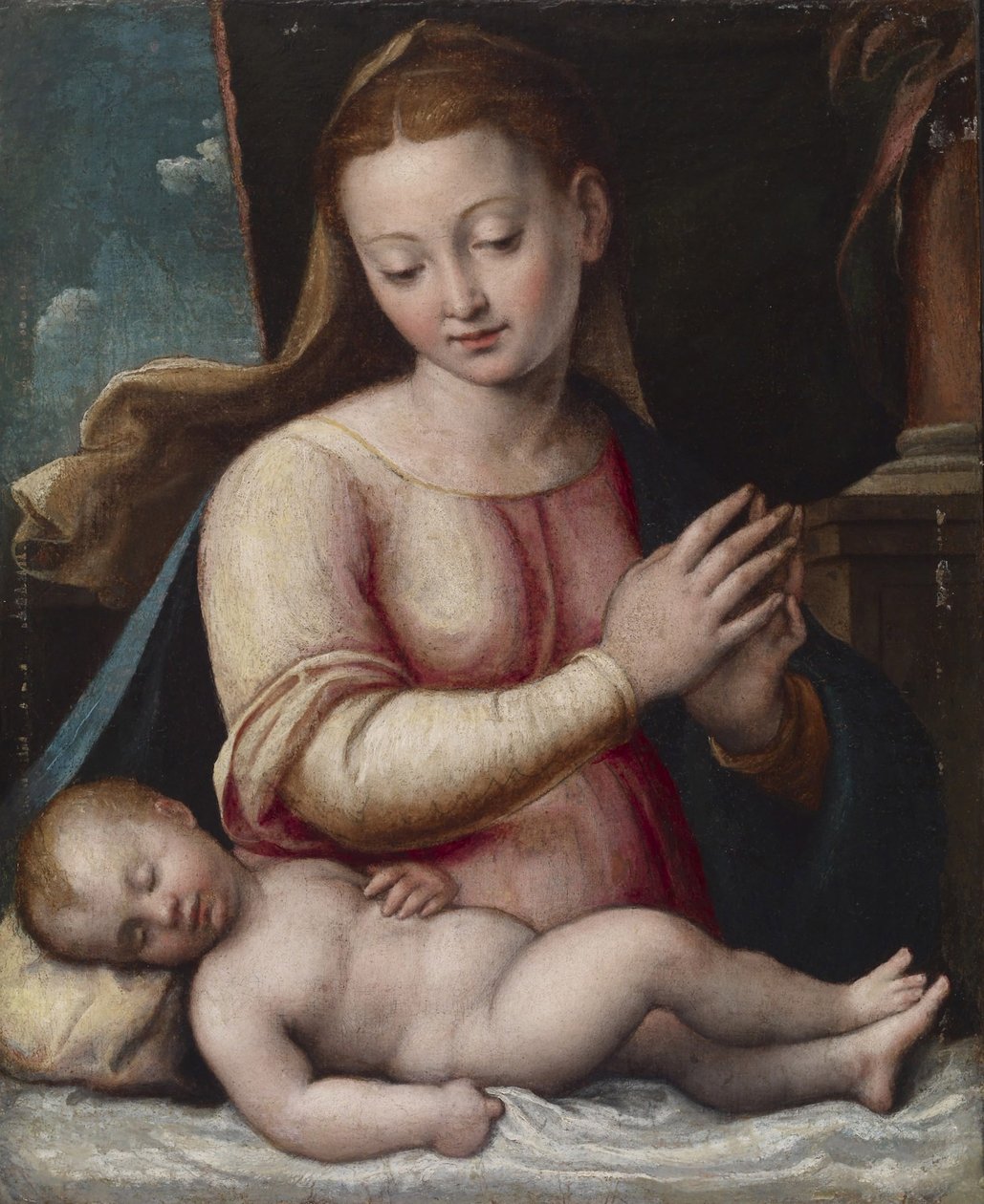 Madonna die het Kind aanbidt, ca. 1580-1600 door Barbara Longhi