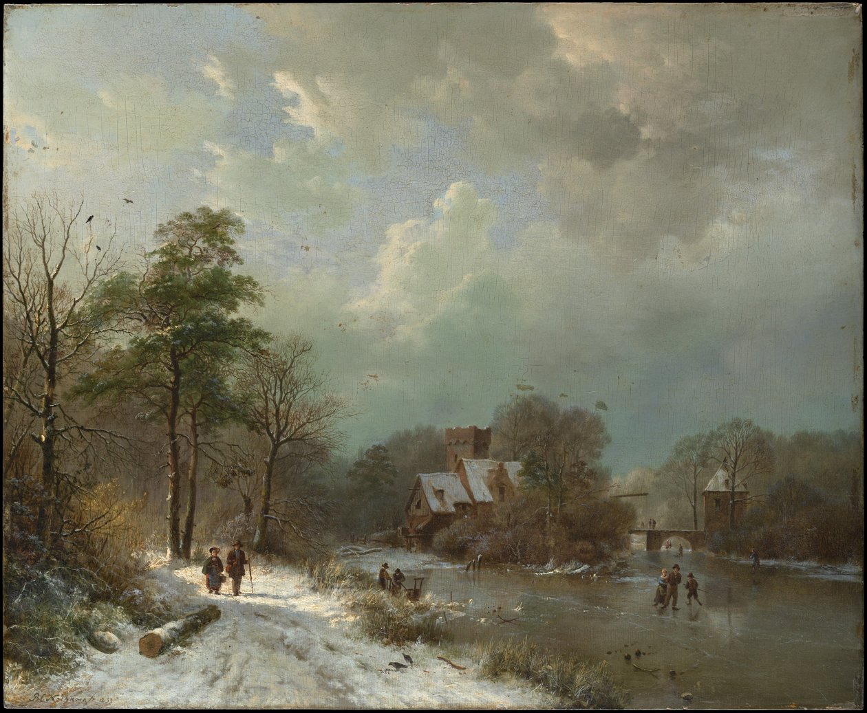 Winterlandschap, Holland door Barend Cornelis Koekkoek