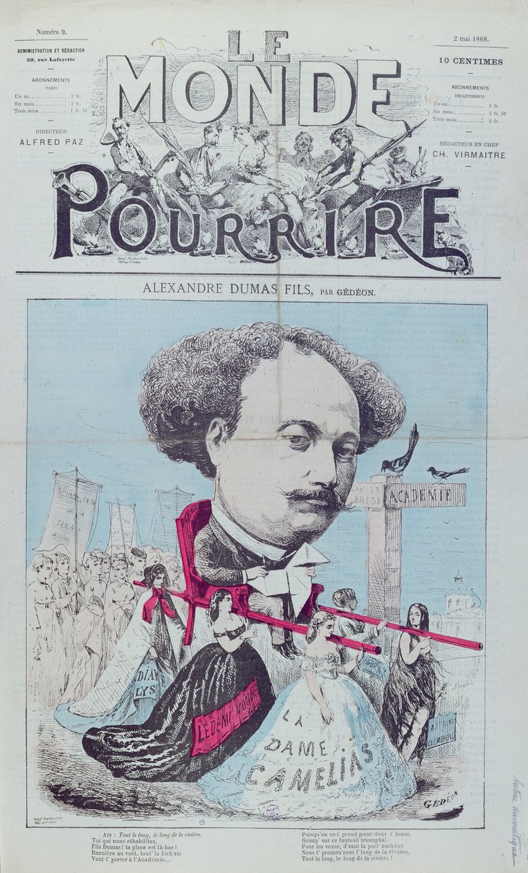 Karikatuur van Alexandre Dumas, fils voor 