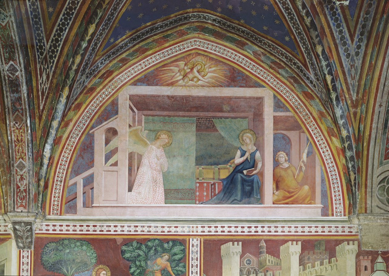 De Annunciatie, uit een serie van Scènes uit het Nieuwe Testament door Barna da Siena