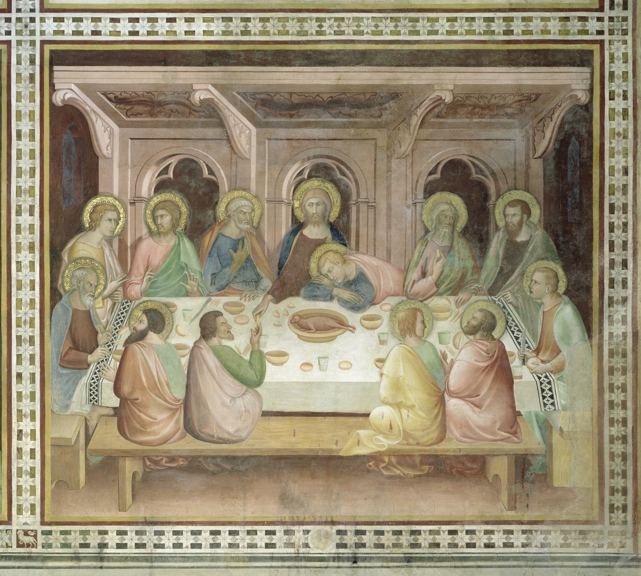 Het Laatste Avondmaal, uit een serie van Scènes uit het Nieuwe Testament door Barna da Siena