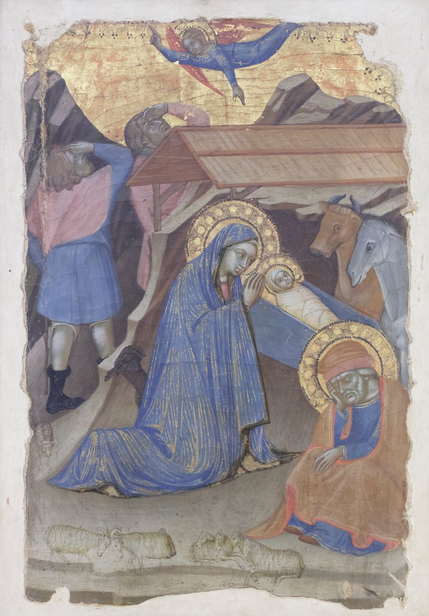 Geboorte met aankondiging aan de herders door Barnaba da Modena