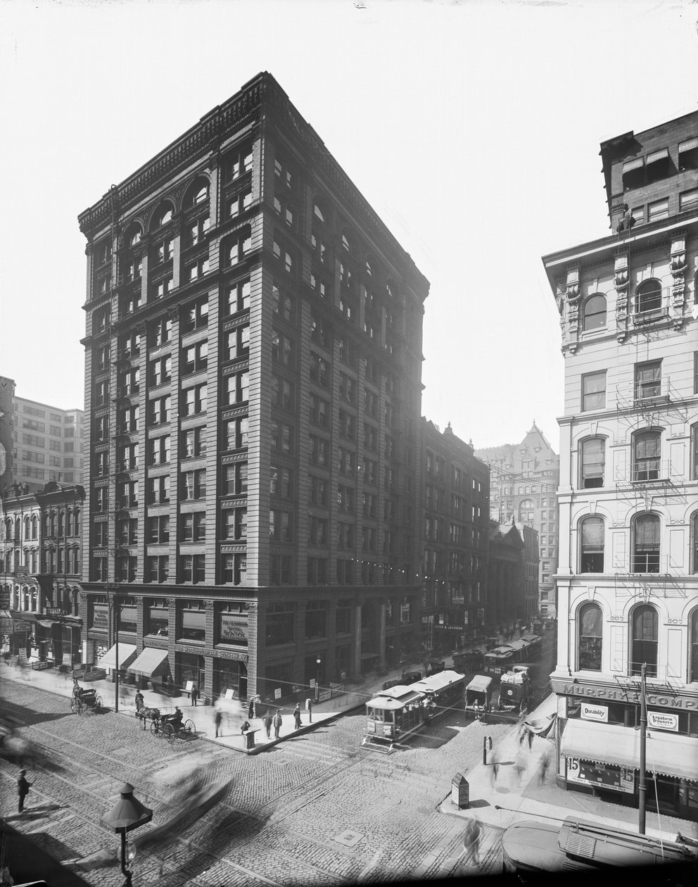 105 West Monroe Street, Chicago, Illinois, VS, ca.1895 (zwart-wit foto) door Barnes and Crosby
