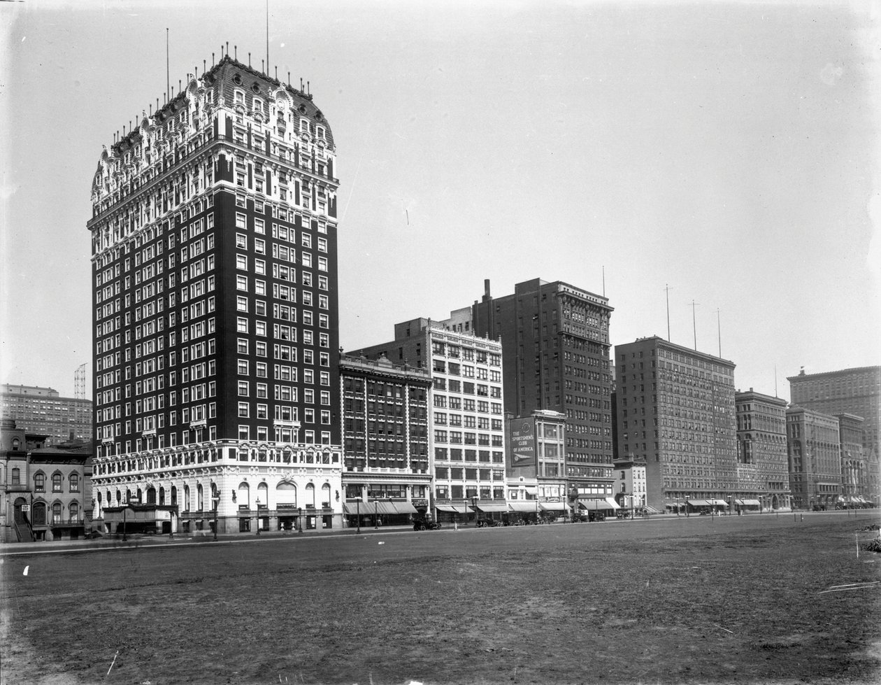 Gebouwen aan Michigan Avenue van Balbo Street tot Van Buren Street, Chicago, Illinois, VS, ca. 1905 door Barnes and Crosby