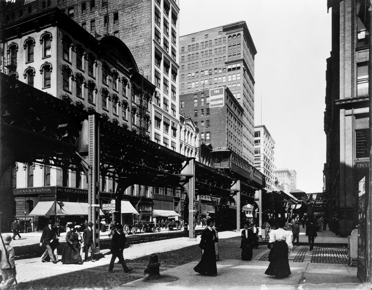 Verhoogde sporen op Wabash Avenue, Chicago, Illinois, VS door Barnes and Crosby