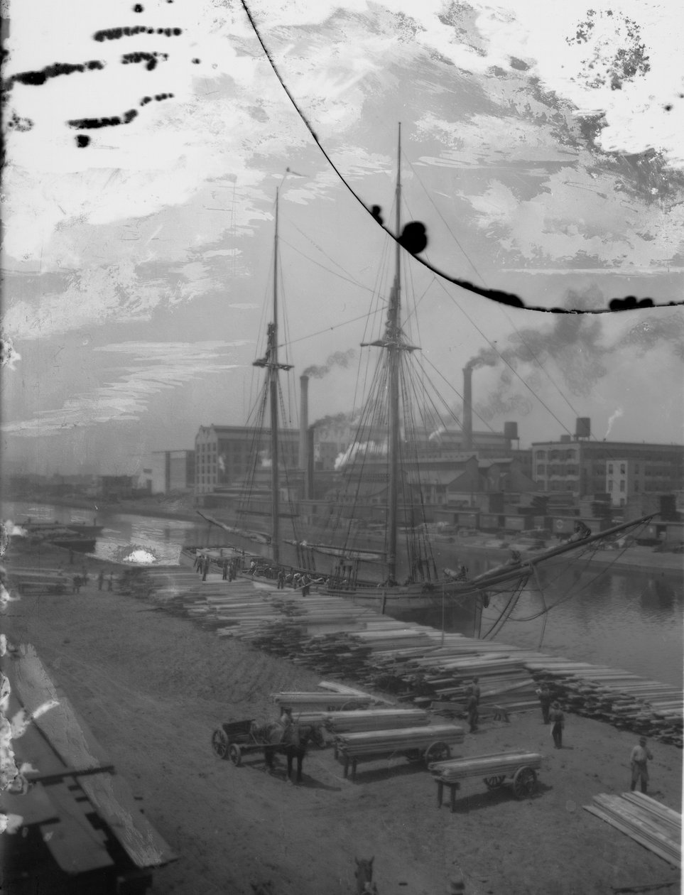 Houtschip op de Chicago River, Chicago, Illinois, VS door Barnes and Crosby