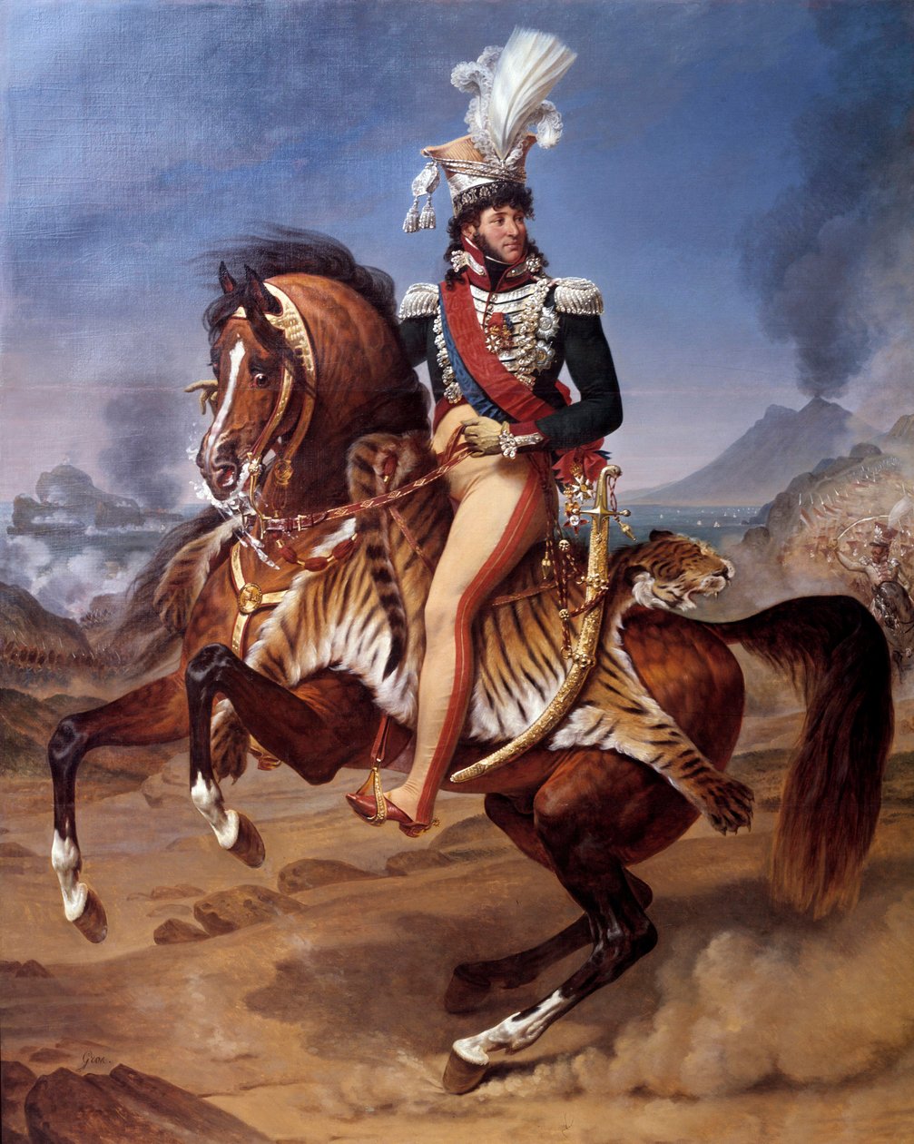 Ruiterportret van Joachim Murat, Koning van Napels met uitzicht op de Vesuvius door Baron Antoine Jean Gros