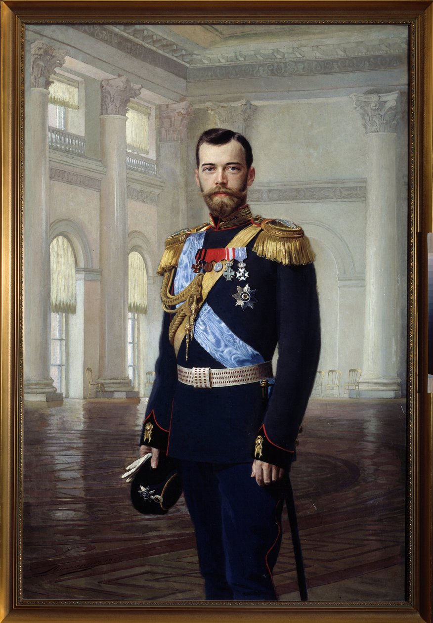 Portret van tsaar Nicolaas II van Rusland in 1900 door Baron Ernest Friedrich von Liphart