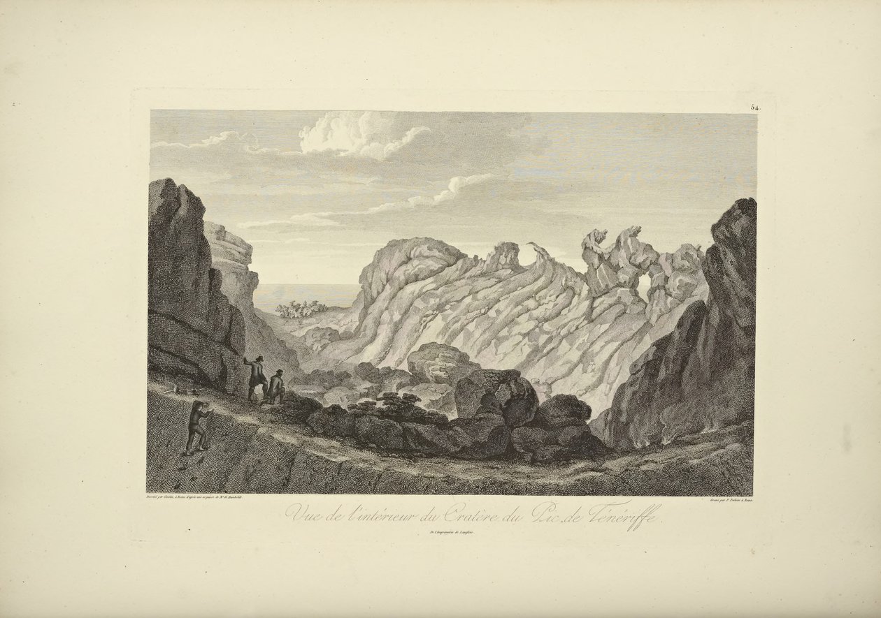 Uitzicht op het interieur van de krater van de top van Tenerife, getekend door Gmelin, illustratie uit "Vues des Cordillères et Monumens des Peuples Indigènes de l