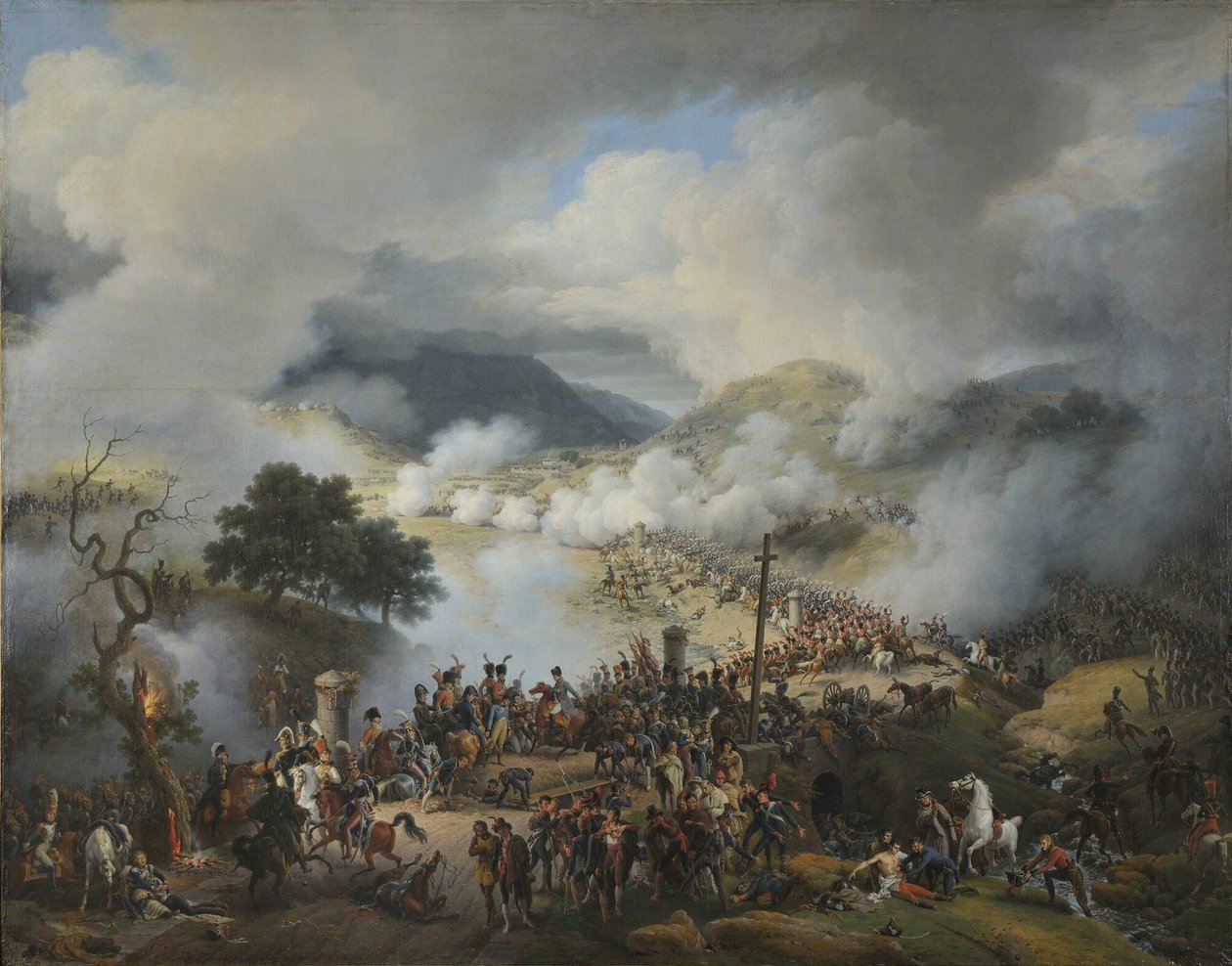 Frans: Bataille du col de Somo Sierra en Castille, le 30 novembre 1808 Slag bij Somo Sierra, 30 november 1808 door Baron Lejeune Louis François