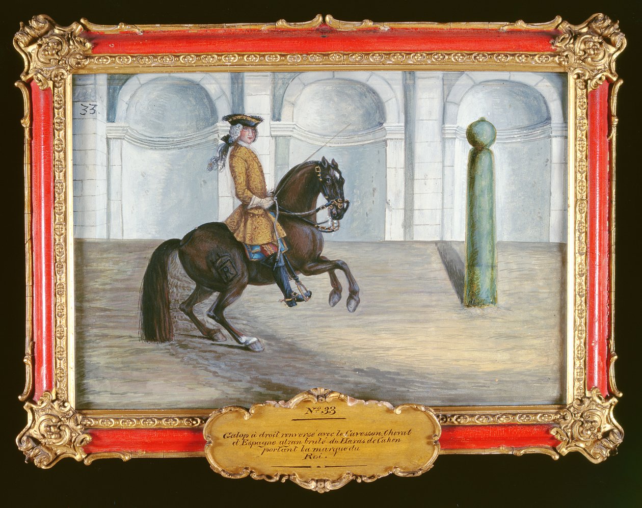 Nr. 33 Een Spaans paard van de Spaanse Rijschool die een dressuurbeweging uitvoert door Baron Reis Eisenberg