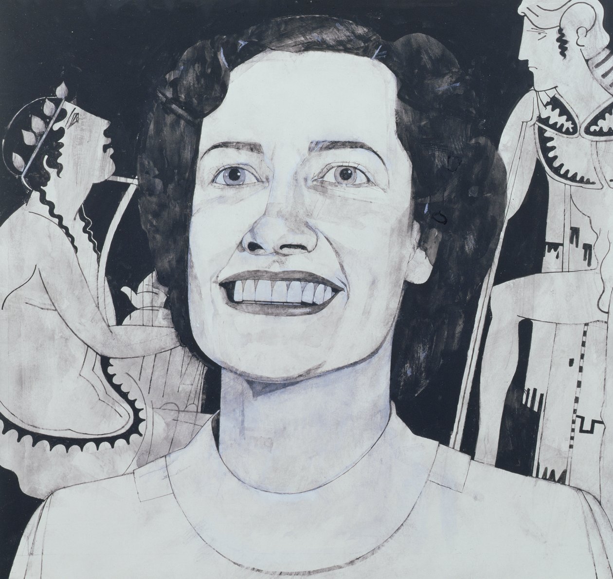 Portret van Joan Sutherland, illustratie voor The Sunday Times, 1970s door Barry Fantoni