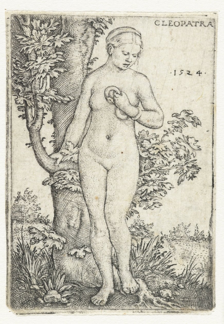 Dood van Cleopatra met slang bij een vijgenboom door Barthel Beham
