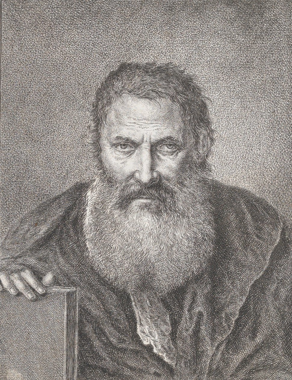 Portret van een bebaarde man met een boek door Bartholomaeus Ignaz Weiss
